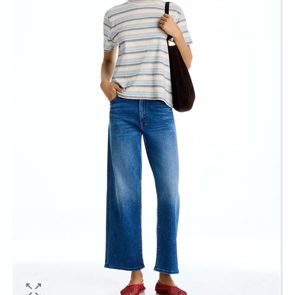 MOTHER High-Rise Wide-Leg Jeans in Medium Blue Denim